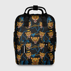 Рюкзак женский Золотая цепь с леопардами, цвет: 3D-принт