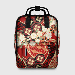 Рюкзак женский Японские хризантемы с сакурой, цвет: 3D-принт