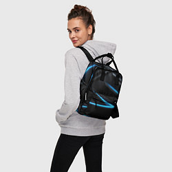 Рюкзак женский Черный и синий фон с абстракцией, цвет: 3D-принт — фото 2