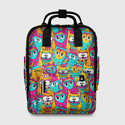 Рюкзак женский Разноцветные совы, цвет: 3D-принт