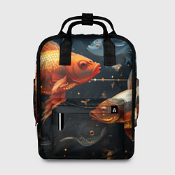 Рюкзак женский Рыбки на темном фоне, цвет: 3D-принт