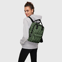 Рюкзак женский Паттерн снежинки тёмно-зелёный, цвет: 3D-принт — фото 2