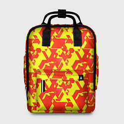 Женский рюкзак Красные фигуры на жёлтом фоне