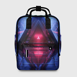 Рюкзак женский Фиолетовое свечение за треугольной абстракцией, цвет: 3D-принт