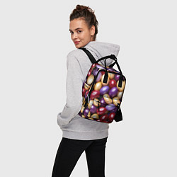 Рюкзак женский Красные и фиолетовые пасхальные яйца, цвет: 3D-принт — фото 2
