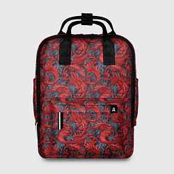 Рюкзак женский Красные драконы паттерн, цвет: 3D-принт