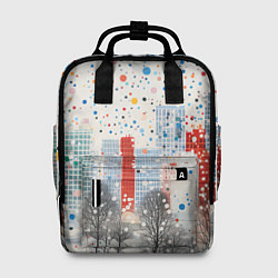 Рюкзак женский Новогодний город и цветной снег, цвет: 3D-принт