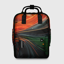 Рюкзак женский Оранжевая и зеленый абстракция, цвет: 3D-принт
