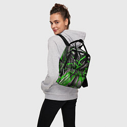 Рюкзак женский Череп и зелёные полосы, цвет: 3D-принт — фото 2