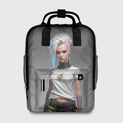 Рюкзак женский Блондинка в белой футболке Cyberpunk 2077, цвет: 3D-принт