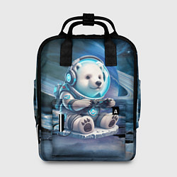 Рюкзак женский Белый медвежонок кибер геймер, цвет: 3D-принт