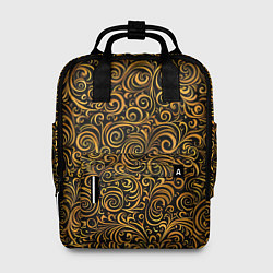 Рюкзак женский Золотые узоры завитки, цвет: 3D-принт