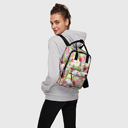 Рюкзак женский Фон с розами, лютиками и гортензиями, цвет: 3D-принт — фото 2