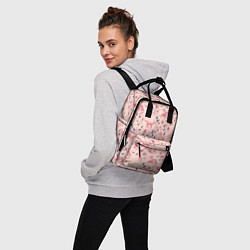 Рюкзак женский Розовый паттерн с цветами и котиками, цвет: 3D-принт — фото 2