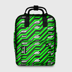 Рюкзак женский Чёрно-зелёный линейный узор киберпанк, цвет: 3D-принт