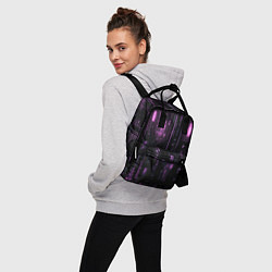 Рюкзак женский Киберпанк светящиеся фиолетовые элементы, цвет: 3D-принт — фото 2