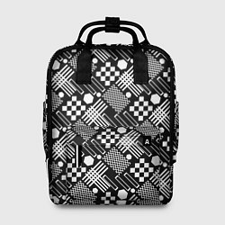 Рюкзак женский Черно белый узор из геометрических фигур, цвет: 3D-принт