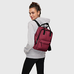 Рюкзак женский Красно-розовый полосатый, цвет: 3D-принт — фото 2