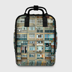 Рюкзак женский Панельный дом, цвет: 3D-принт