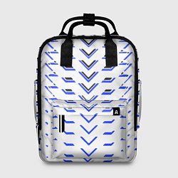 Рюкзак женский Чёрные и синие полосы на белом фоне, цвет: 3D-принт