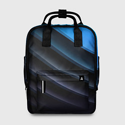 Рюкзак женский Геометрическая синяя абстракция на черном фоне мин, цвет: 3D-принт