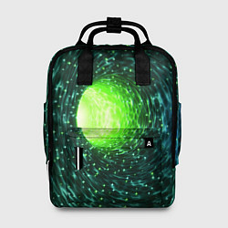 Рюкзак женский Червоточина - зеленый водоворот со свечением, цвет: 3D-принт