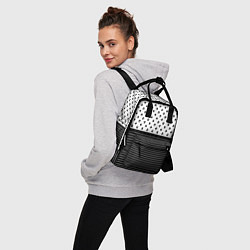 Рюкзак женский Белый в чёрный горошек с полосами, цвет: 3D-принт — фото 2
