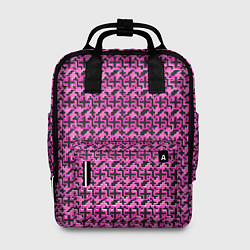 Рюкзак женский Чёрные плюсики на розовом фоне, цвет: 3D-принт