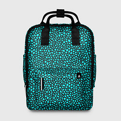 Рюкзак женский Чёрно-бирюзовый паттерн пятнышки, цвет: 3D-принт