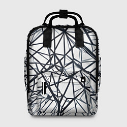 Рюкзак женский Чёрные хаотичные линии на белом фоне, цвет: 3D-принт