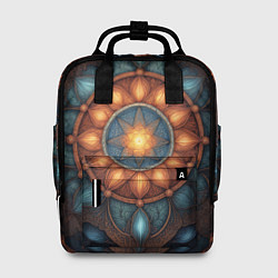 Рюкзак женский Симметричный орнамент - мандала узор со светящейся, цвет: 3D-принт