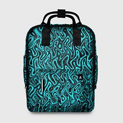 Рюкзак женский Чёрно-голубой абстрактный узор, цвет: 3D-принт