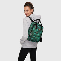 Рюкзак женский Тёмный зелёный текстурированный кубики, цвет: 3D-принт — фото 2