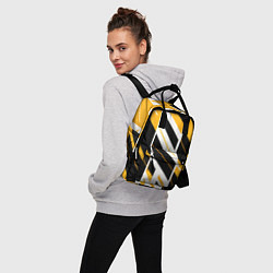 Рюкзак женский Black and yellow stripes on a white background, цвет: 3D-принт — фото 2