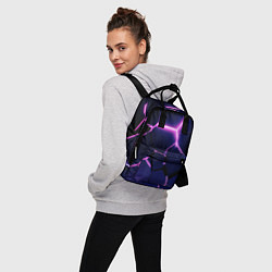 Рюкзак женский Сине-фиолетовые неоновые плиты в разломе, цвет: 3D-принт — фото 2