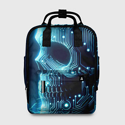 Женский рюкзак Cyber neon skull - ai art с дорожками на плате
