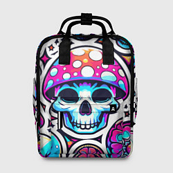 Рюкзак женский Череп в мухоморной шляпе - нейроарт, цвет: 3D-принт