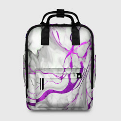 Рюкзак женский Фиолетово-белый мрамор, цвет: 3D-принт