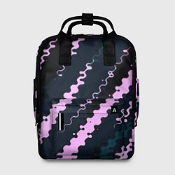 Рюкзак женский Тёмно-синий с розовым искажённые полосы, цвет: 3D-принт