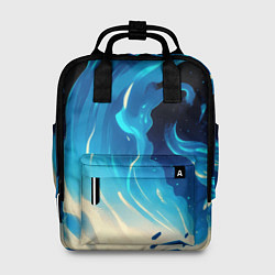 Рюкзак женский Бело-синее пламя из абстрактных красок, цвет: 3D-принт