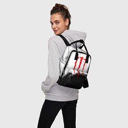 Рюкзак женский Monster energy чёрно белые краски, цвет: 3D-принт — фото 2