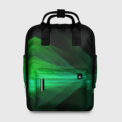 Рюкзак женский Неоновая зеленая абстракция на черном фоне, цвет: 3D-принт