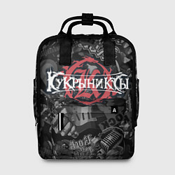 Рюкзак женский Кукрыниксы логотип на фоне гитар, цвет: 3D-принт