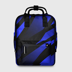 Рюкзак женский Чёрный с синий абстрактные полосы, цвет: 3D-принт