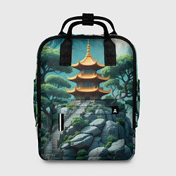 Рюкзак женский Буддийский храм в горах, цвет: 3D-принт