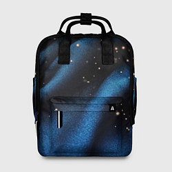 Женский рюкзак Синяя волнистая текстура на черном