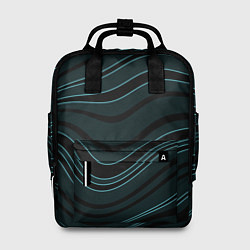 Рюкзак женский Тёмный синий волнистые полосы, цвет: 3D-принт
