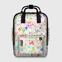 Рюкзак женский Белый с разноцветными брызгами, цвет: 3D-принт