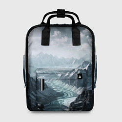 Рюкзак женский Река горный пейзаж дымчатый синий, цвет: 3D-принт