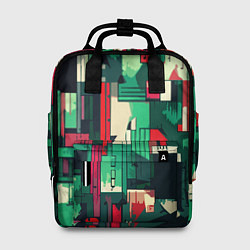 Женский рюкзак Абстракция красно-зелёный геометричный